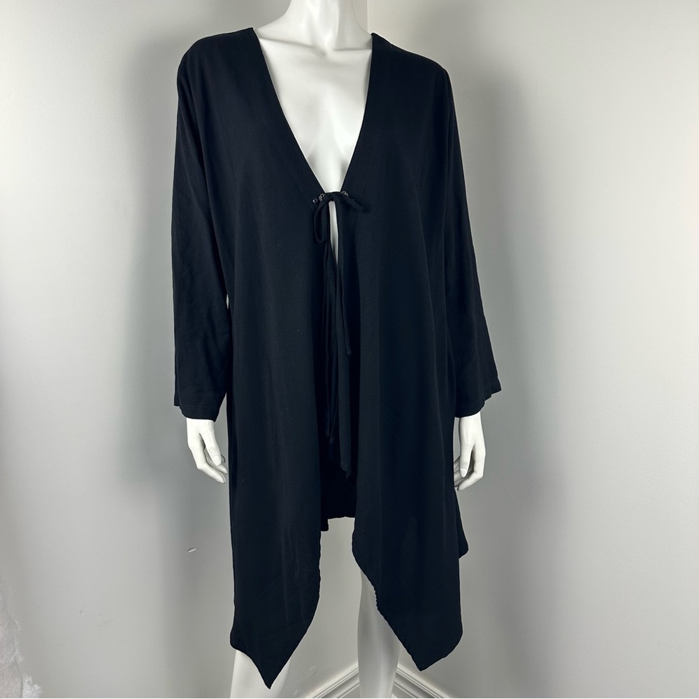 Caty Lesca Paris Tie-Front Draped Open Kimono Cardigan